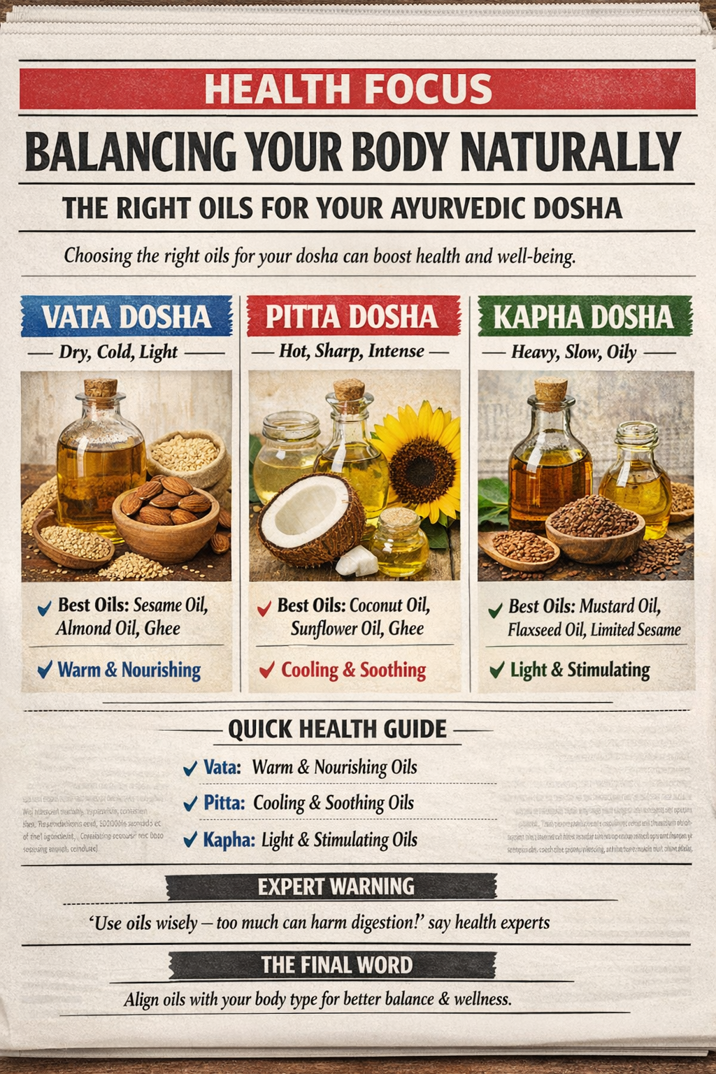 Balancing Health Naturally: Choosing the Right Oils for Your Ayurvedic Dosha