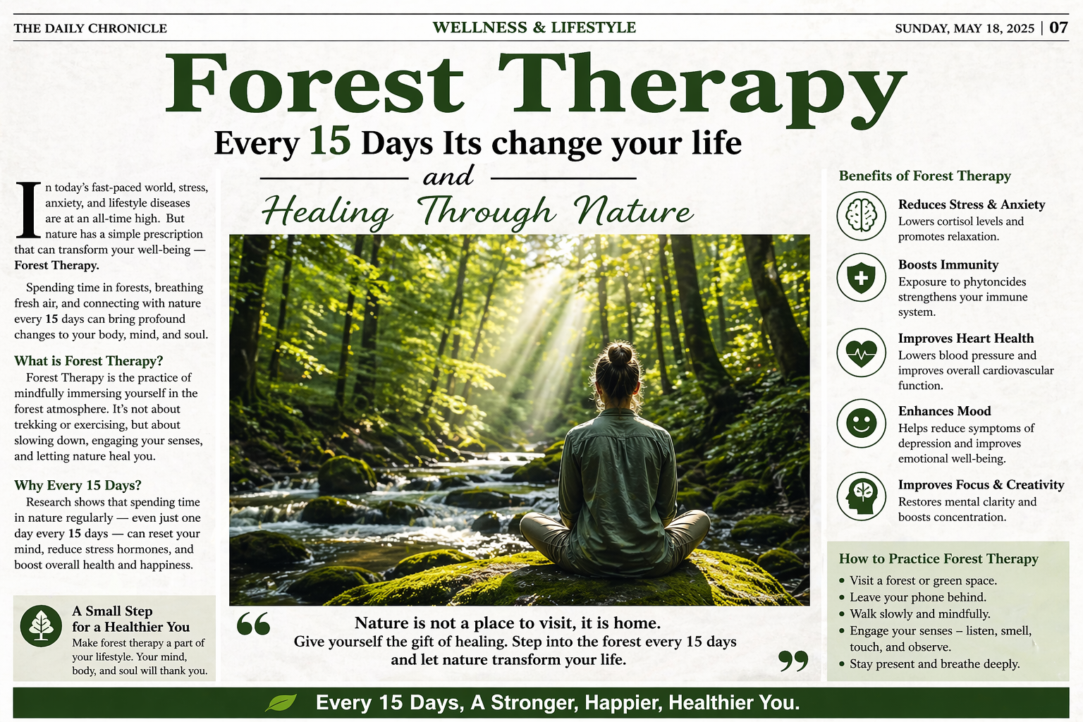 Forest Therapy Every 15 Days Its change your life and Healing Through Nature”