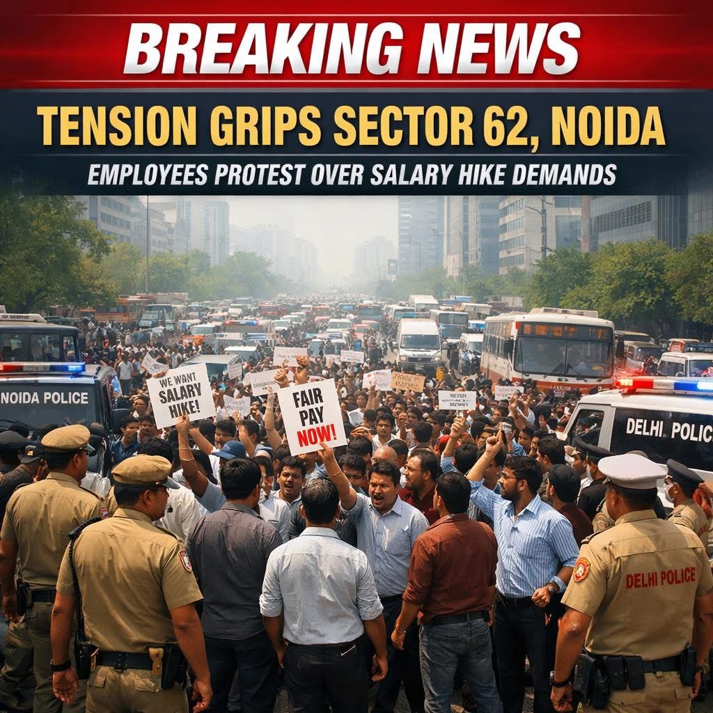 Protest Reported in Sector 62, Noida Over Salary Hike Demands