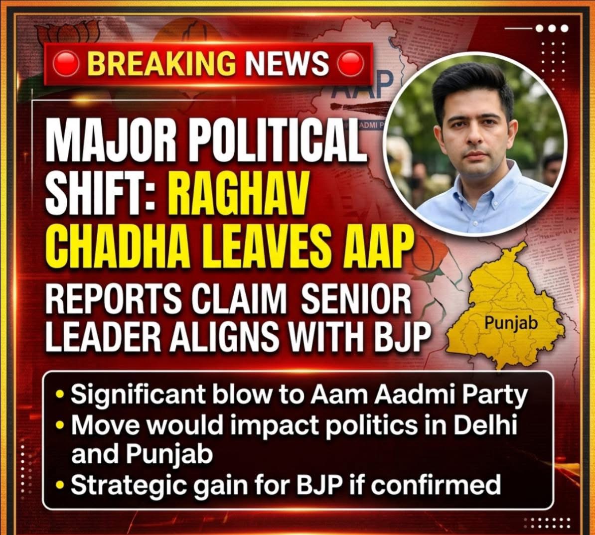 🔴 Major Political Shift (Breaking News): Raghav Chadha’s Reported Exit from AAP