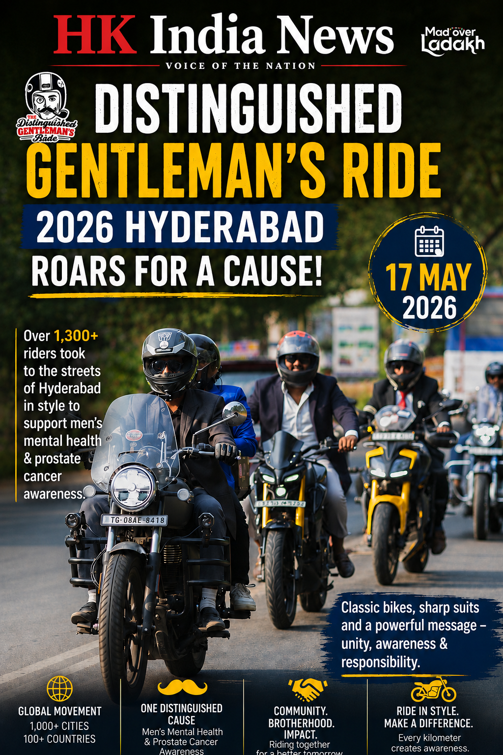 Hyderabad Hosts Distinguished Gentleman’s Ride 2026 to Promote Men’s Health Awarenes