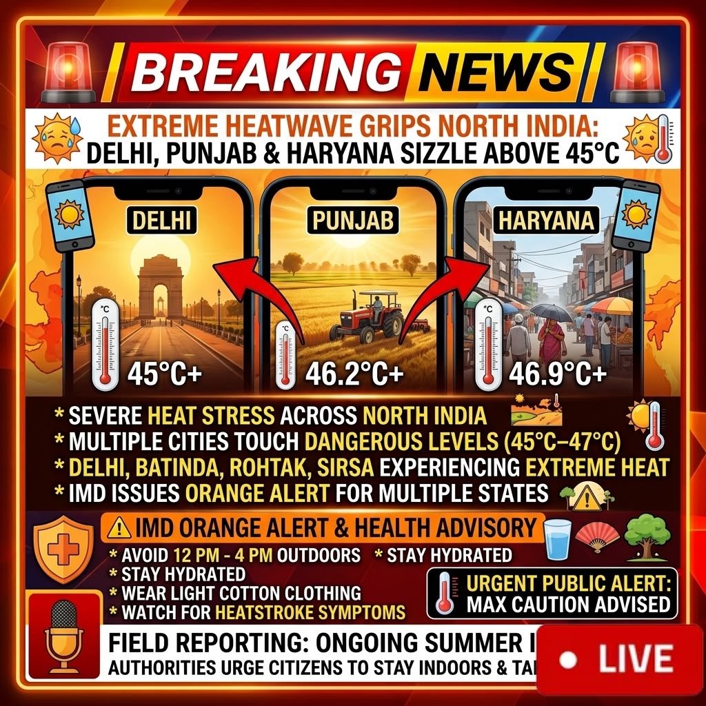 Severe Heatwave Grips North India as Temperatures Cross 45°C