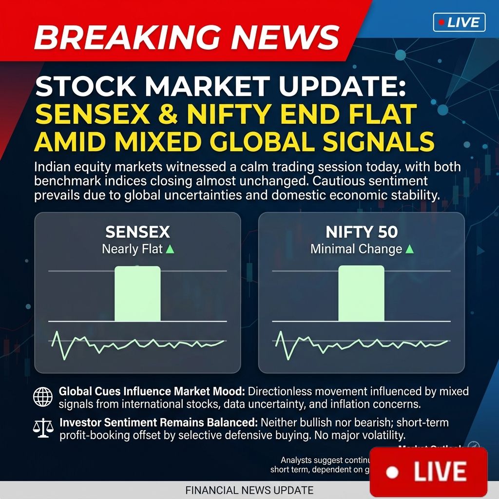 Stock Market Update: Sensex & Nifty End Flat Amid Mixed Global Signals