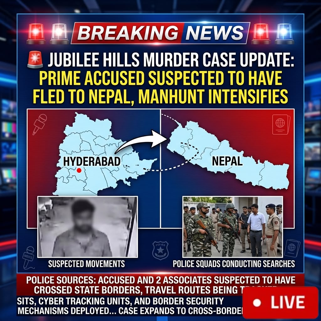 Jubilee Hills Murder Case: Police Intensify Search Amid Reports Accused May Have Fled Towards Nepal