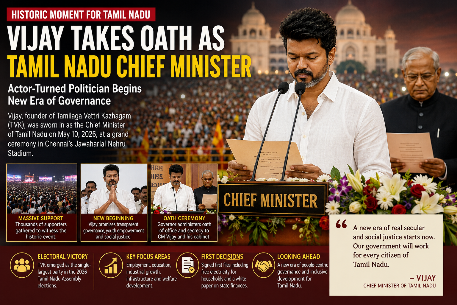 Vijay Becomes Tamil Nadu Chief Minister, Ushering in a New Political Era