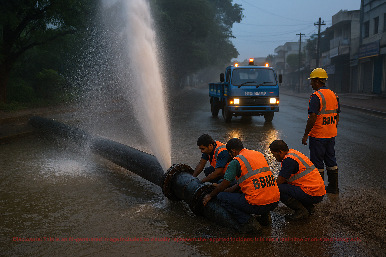 Water Pipeline Burst Disrupts Supply Across Several Localities; Civic Teams Rush Repairs
