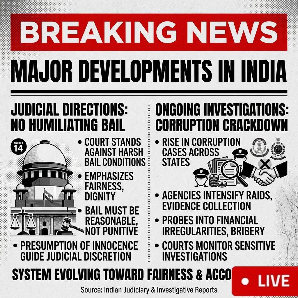 Supreme Court Emphasizes Fair Bail Conditions, Investigations Continue Across States