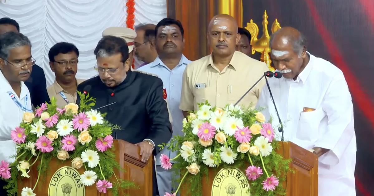 N Rangasamy Sworn in as Chief Minister of Puducherry for Fifth Term