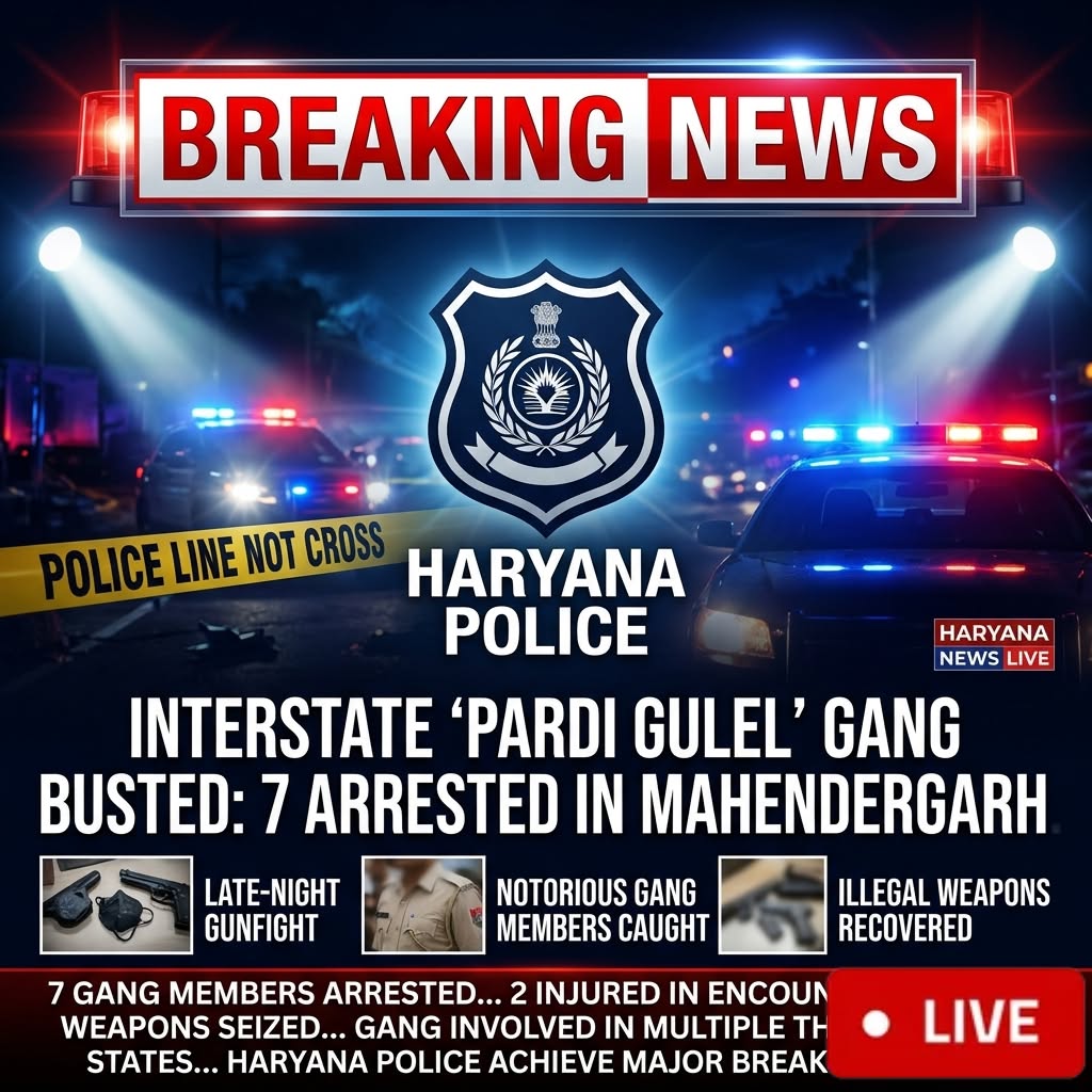 Haryana Police Arrest 7 Suspected Members of Interstate ‘Pardi Gulel’ Gang After Late-Night Encounter in Mahendergarh