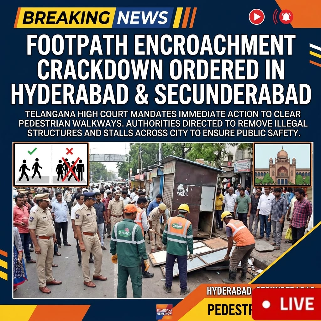 Telangana High Court Directs Action Against Footpath Encroachments in Hyderabad and Secunderaba