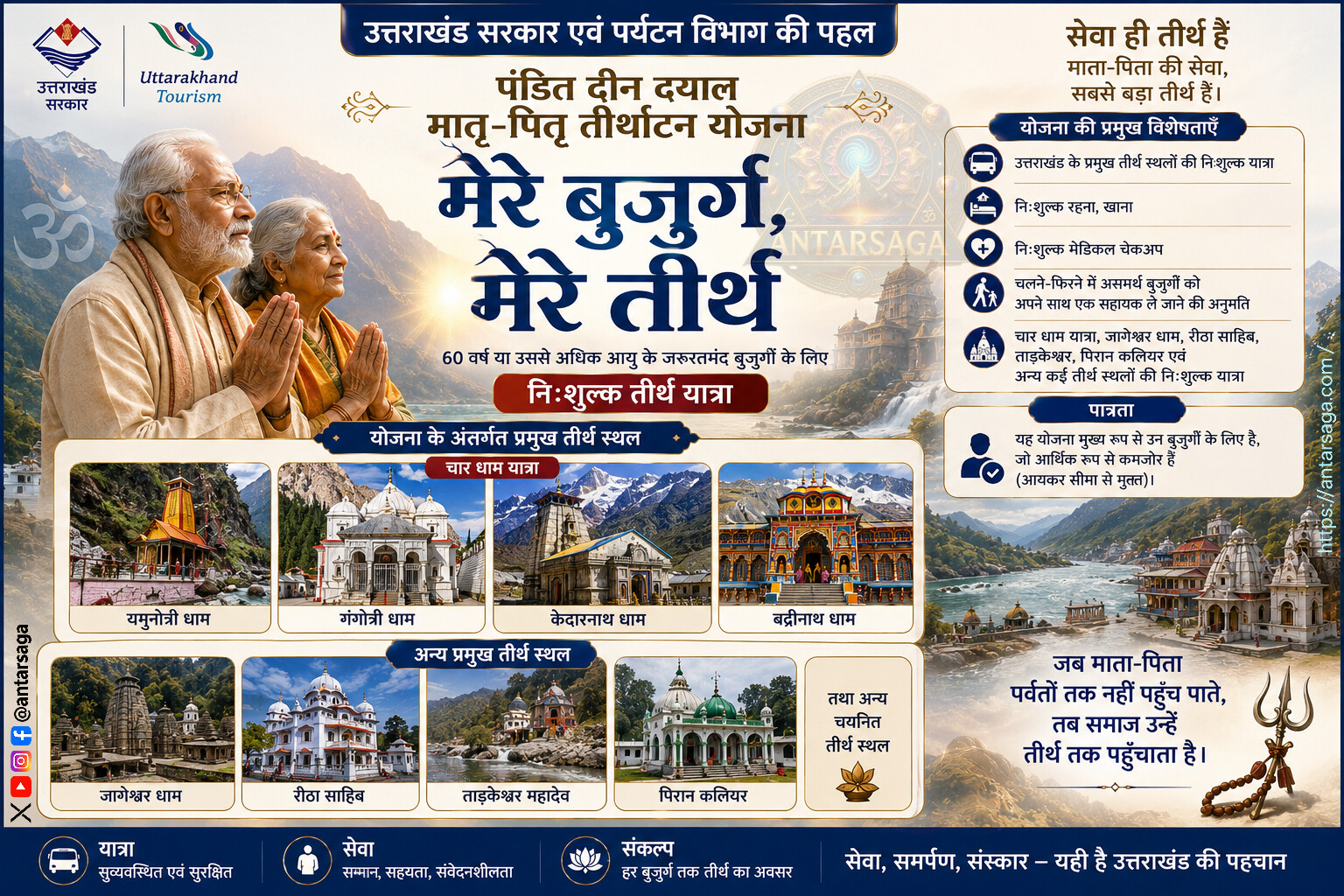 उत्तराखंड की ‘मेरे बुजुर्ग, मेरे तीर्थ’ योजना: सिर्फ चारधाम नहीं, अनेक तीर्थों तक निःशुल्क यात्र